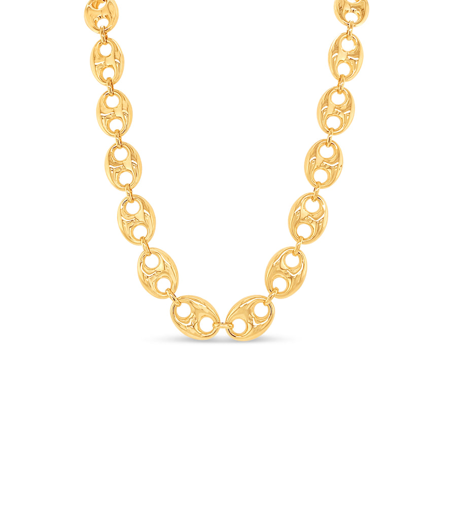 14K Gold Puffed Mariner Chain Necklace - 14K - OLIVE & CHAIN Fine Jewelry