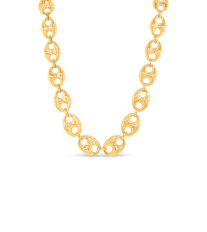 14K Gold Puffed Mariner Chain Necklace - 14K - OLIVE & CHAIN Fine Jewelry