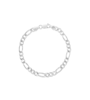 Silver Figaro Chain Bracelet - 14K  - Olive & Chain Fine Jewelry
