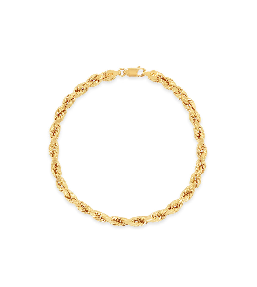 Solid 14k Gold Rope Chain Bracelet