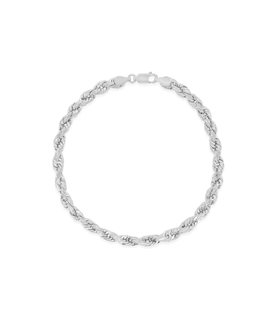 Solid 14k White Gold Rope Chain Bracelet - 14K  - Olive & Chain Fine Jewelry
