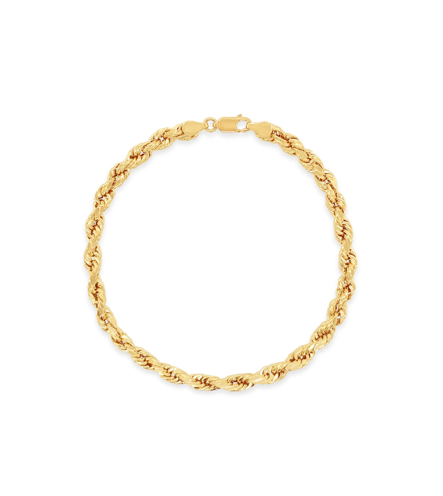 Solid 10k Gold Rope Chain Bracelet - 14K  - Olive & Chain Fine Jewelry