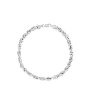 Solid 10k White Gold Rope Chain Anklet - 14K  - Olive & Chain Fine Jewelry