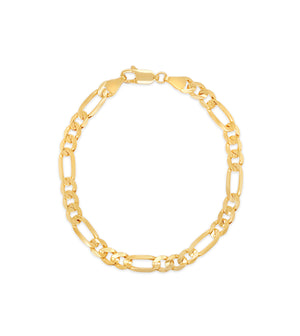 14k Gold Figaro Link Chain Bracelet - 14K Yellow Gold / 2.8mm / 7 inch - OLIVE & CHAIN Fine Jewelry