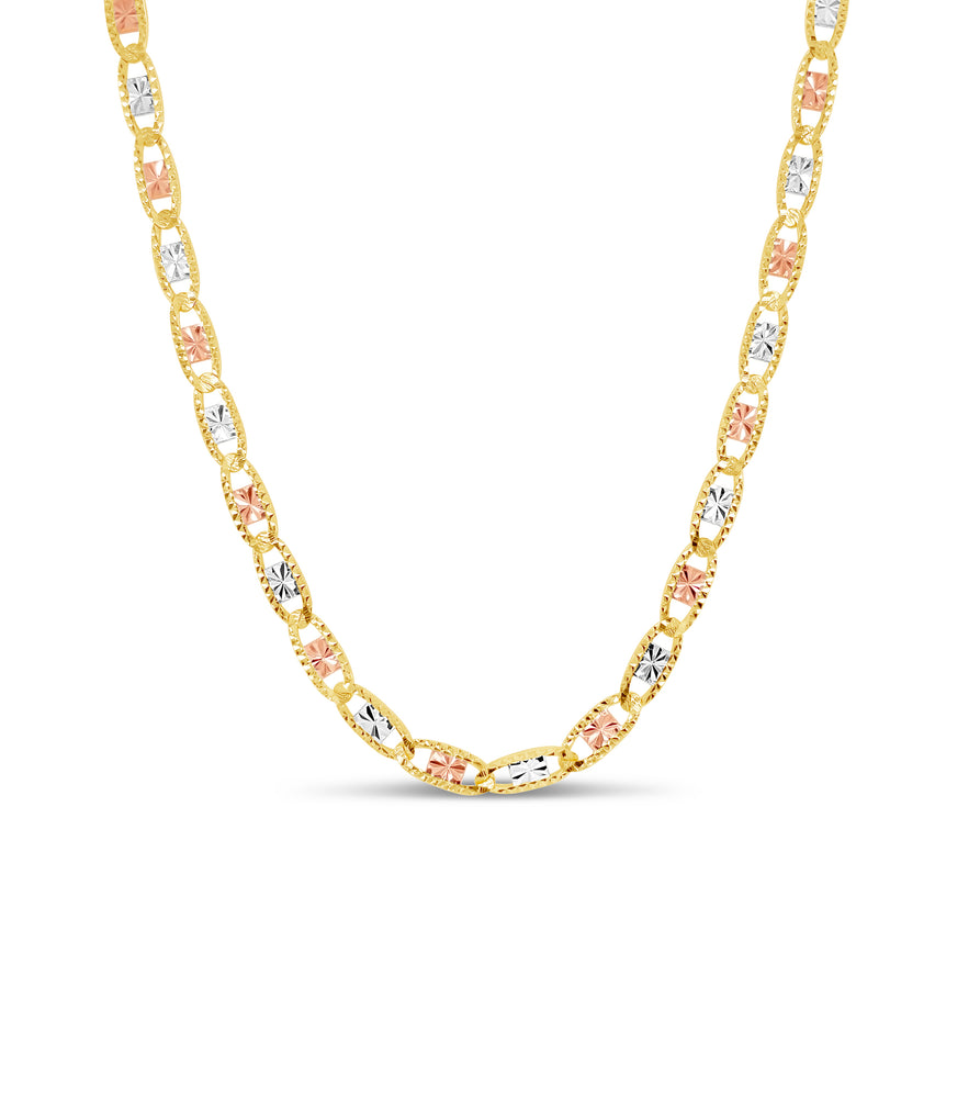 14k Valentino Tri-Color Chain Necklace - 14K  - Olive & Chain Fine Jewelry