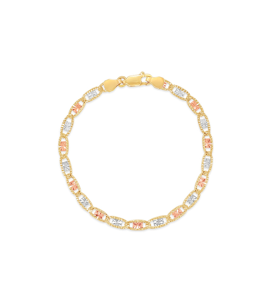 14k Valentino Tri-Color Chain Bracelet - 14K  - Olive & Chain Fine Jewelry