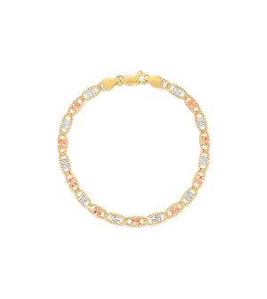 14k Valentino Tri-Color Chain Bracelet - 14K  - Olive & Chain Fine Jewelry