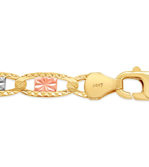 14k Valentino Tri-Color Chain Bracelet - 14K  - Olive & Chain Fine Jewelry