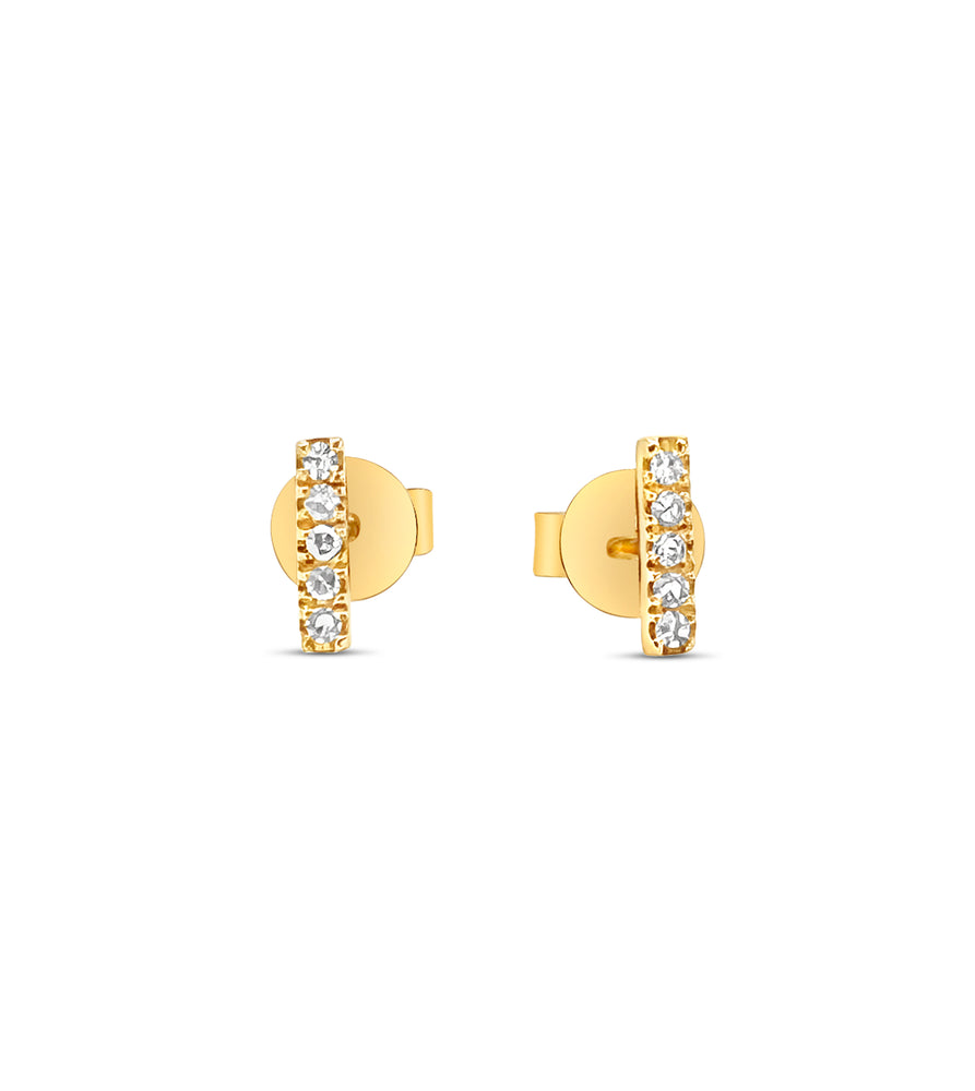 Diamond Bar Stud Earrings - 14K Yellow Gold / 4mm / Single - Olive & Chain Fine Jewelry