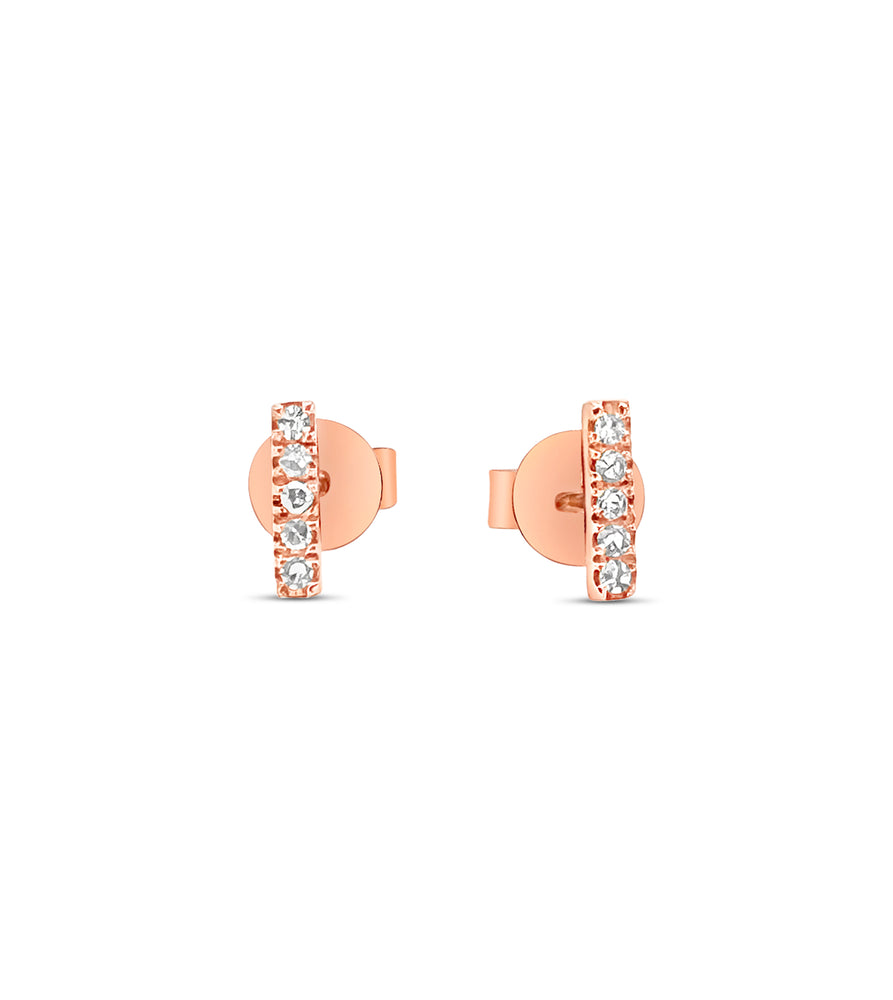 Diamond Bar Stud Earrings - 14K Rose Gold / 4mm / Single - Olive & Chain Fine Jewelry