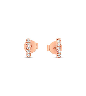 Diamond Bar Stud Earrings - 14K Rose Gold / 4mm / Single - OLIVE & CHAIN Fine Jewelry