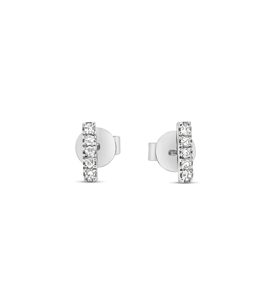 Diamond Bar Stud Earrings - 14K White Gold / 4mm / Single - OLIVE & CHAIN Fine Jewelry