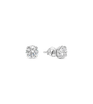 Solid 14k Gold Simulated Diamond Stud Earring - 14K White Gold / 2mm - Olive & Chain Fine Jewelry