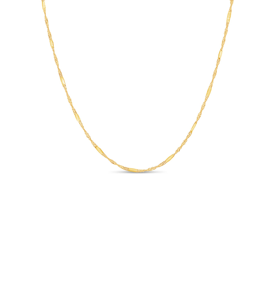 14k Gold Singapore Bar Chain Necklace - 14K Yellow Gold / 16 inch - Olive & Chain Fine Jewelry
