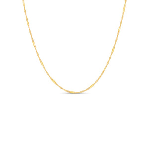 14k Gold Singapore Bar Chain Necklace - 14K Yellow Gold / 16 inch - Olive & Chain Fine Jewelry