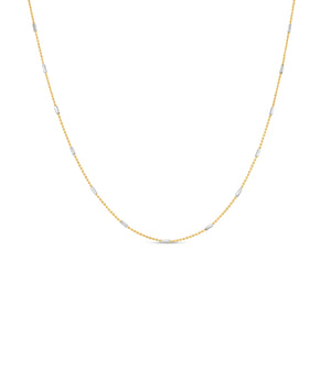 14k Two Tone Gold Dainty Bead & Bar Chain Necklace - 14K  - Olive & Chain Fine Jewelry