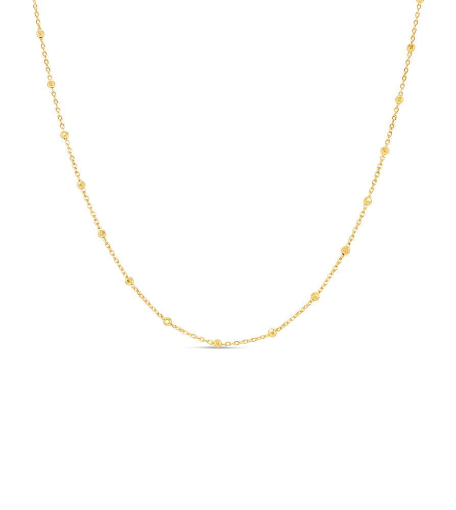 14k Gold Dainty Satellite Bead Chain Necklace - 14K Yellow Gold / 16 inch - Olive & Chain Fine Jewelry