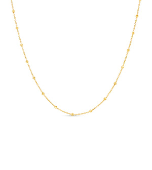 14k Gold Dainty Satellite Bead Chain Necklace - 14K Yellow Gold / 16 inch - Olive & Chain Fine Jewelry