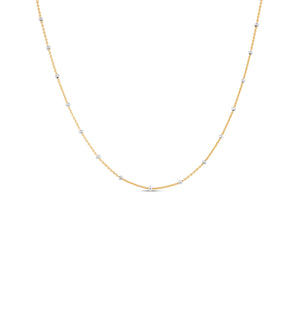 14k Gold Dainty Satellite Bead Chain Necklace - 14K Two-Tone Gold / 16 inch - Olive & Chain Fine Jewelry