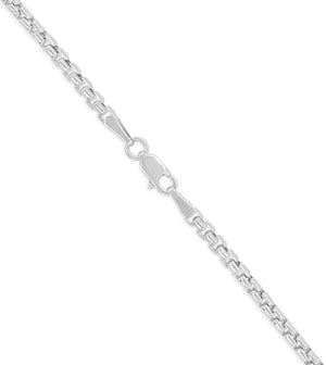 14k White Gold Round Box Chain Necklace - 14K  - Olive & Chain Fine Jewelry