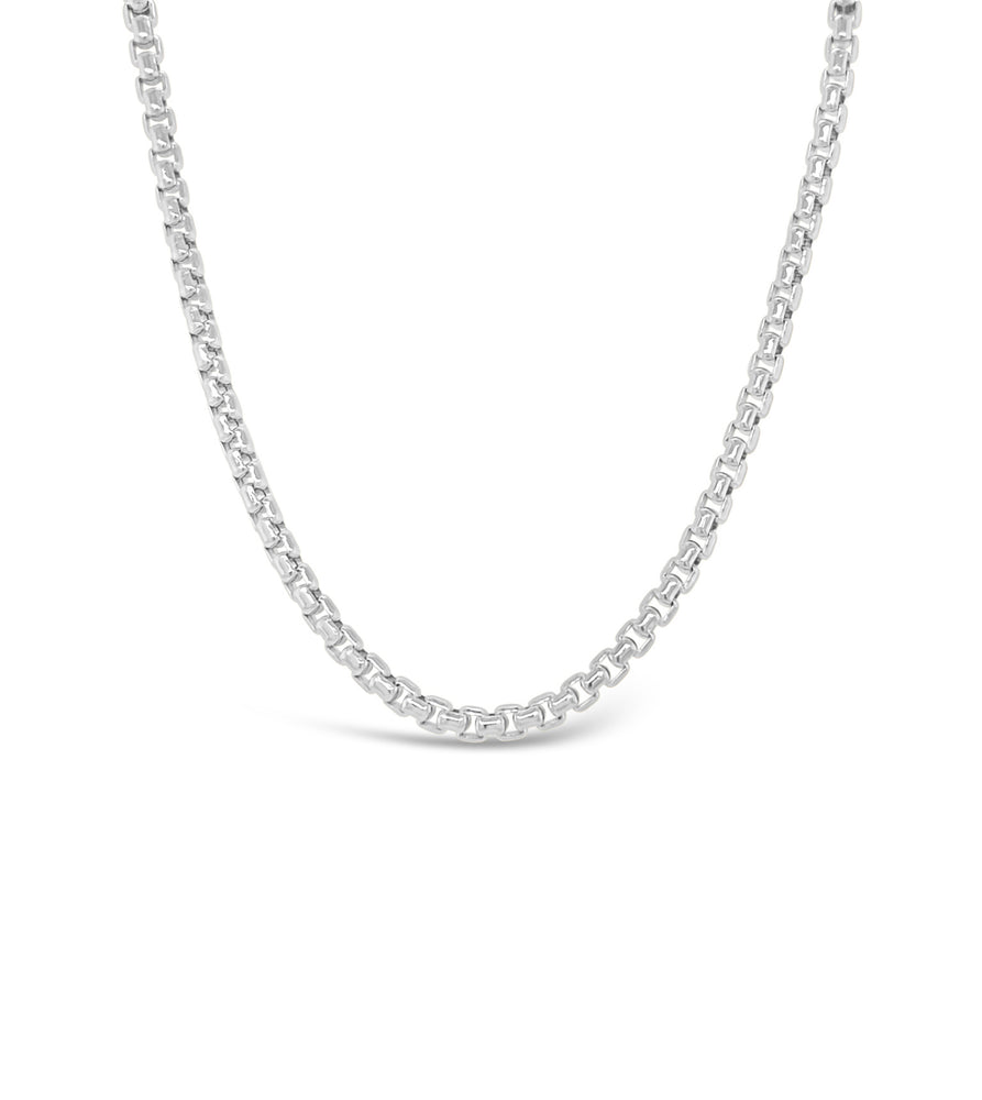 14k White Gold Round Box Chain Necklace - 14K  - Olive & Chain Fine Jewelry