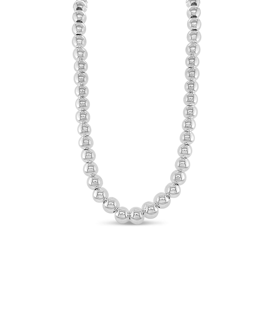 Silver Bead Strand Chain Necklace - 14K  - Olive & Chain Fine Jewelry