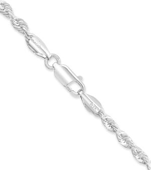 Solid 10k White Gold Rope Chain Necklace - 14K  - Olive & Chain Fine Jewelry