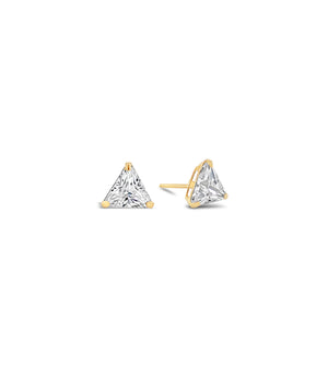 Trillion Cut Diamond CZ Stud Earrings - 14K Yellow Gold / 4.4mm - Olive & Chain Fine Jewelry