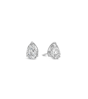Pear Shape Diamond CZ Stud Earrings - 14K White Gold / 5x3mm - Olive & Chain Fine Jewelry