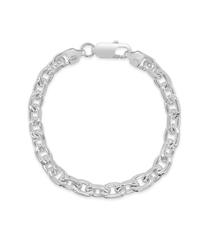 Silver Anchor Link Chain Bracelet - 14K Forzatina 4.2mm / 7 inch - Olive & Chain Fine Jewelry
