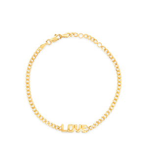 14k Gold Love Curb Chain Bracelet - 14K Yellow Gold - OLIVE & CHAIN Fine Jewelry