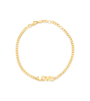 14k Gold Love Curb Chain Bracelet - 14K Yellow Gold - Olive & Chain Fine Jewelry
