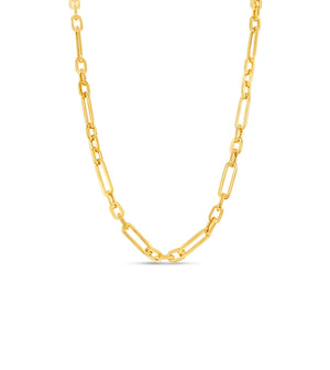 14k Gold Paperclip Link Chain Necklace - 14K Yellow Gold / Style 1 (1+3) / 18 inch - Olive & Chain Fine Jewelry
