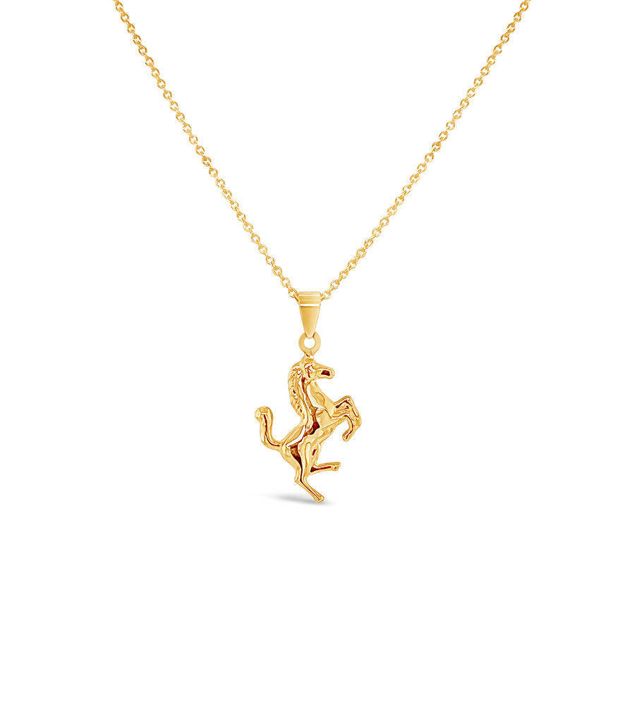 14k Gold Horse Charm Necklace - 14K  - Olive & Chain Fine Jewelry