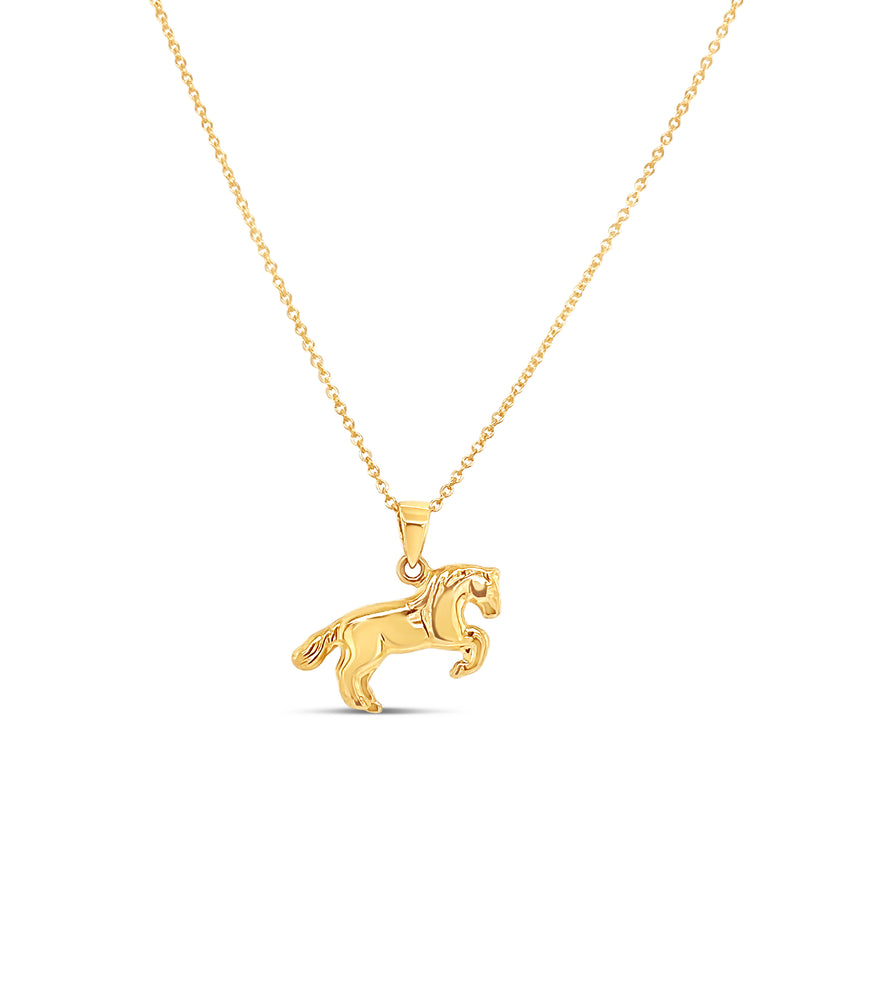 14k Gold Horse Charm Necklace - 14K  - Olive & Chain Fine Jewelry