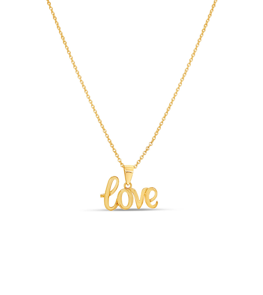 14k Gold Love Script Necklace - 14K  - Olive & Chain Fine Jewelry