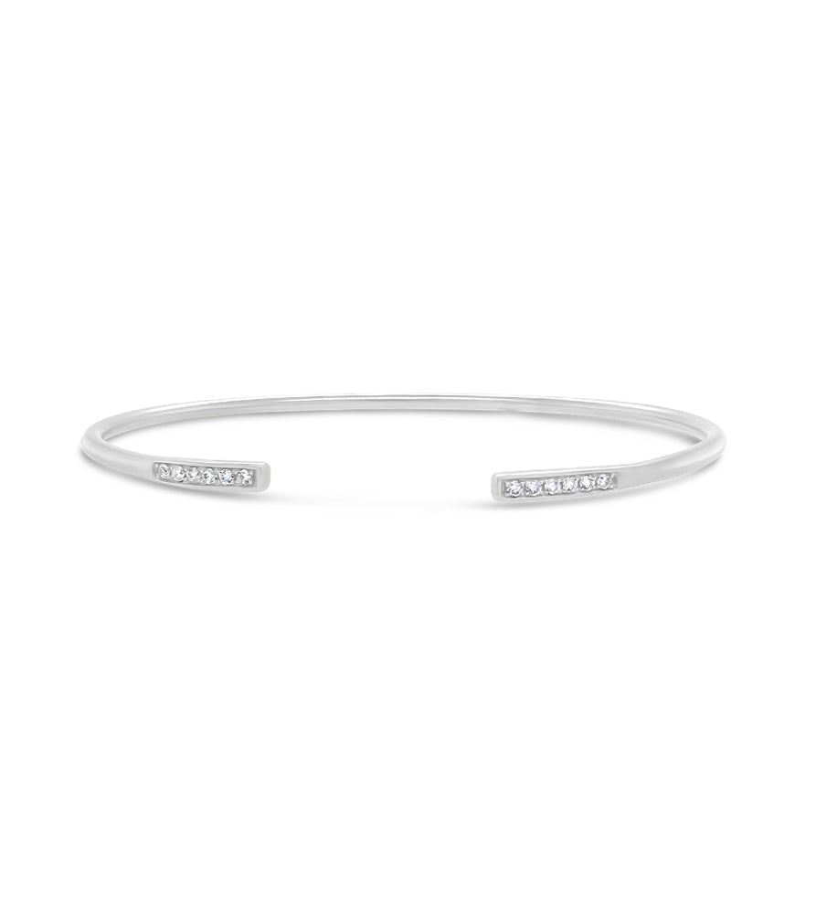 Diamond Bar Flexible Bangle - 14K White Gold - Olive & Chain Fine Jewelry