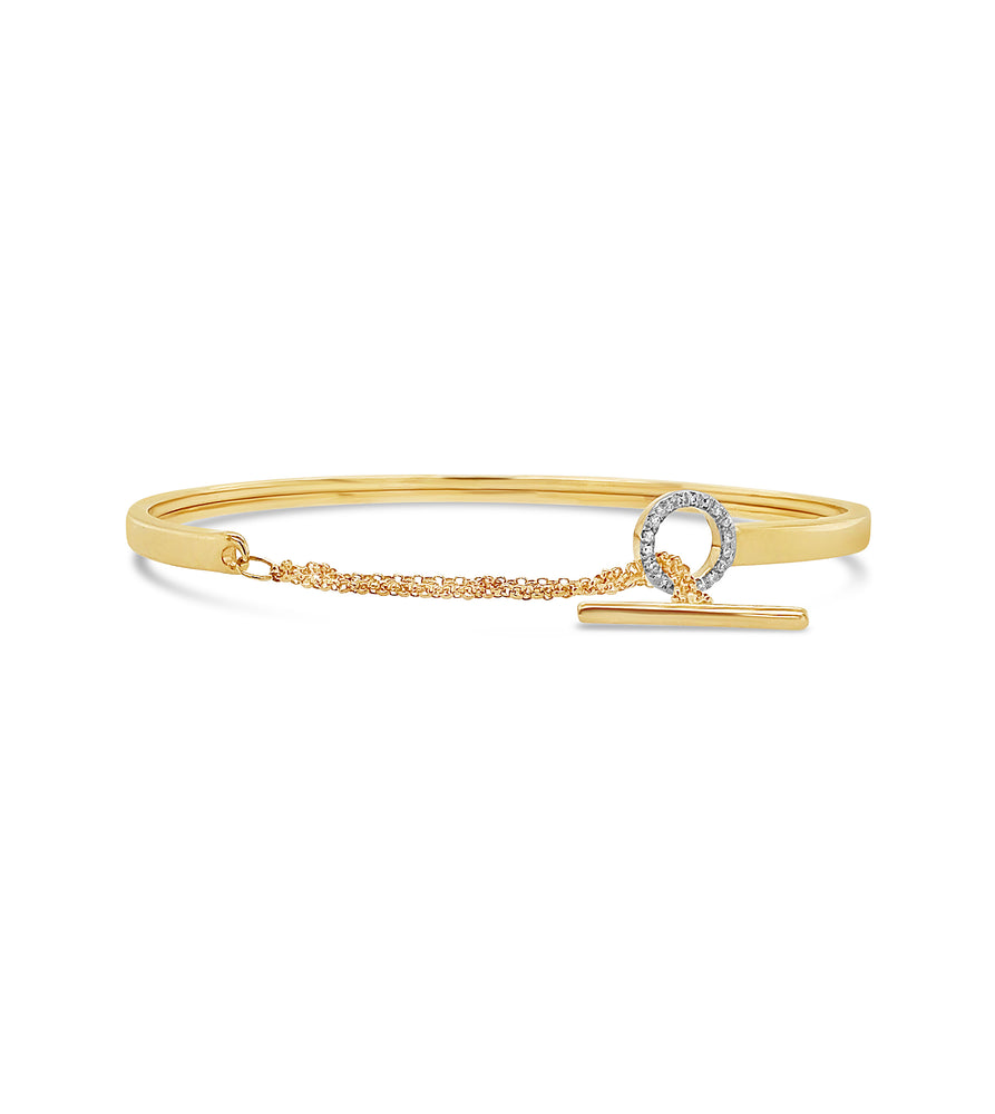 Diamond Toggle Flexible Bangle - 14K Yellow Gold - OLIVE & CHAIN Fine Jewelry