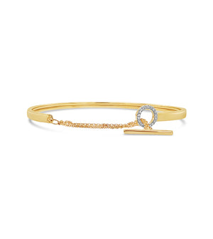 Diamond Toggle Flexible Bangle - 14K Yellow Gold - OLIVE & CHAIN Fine Jewelry