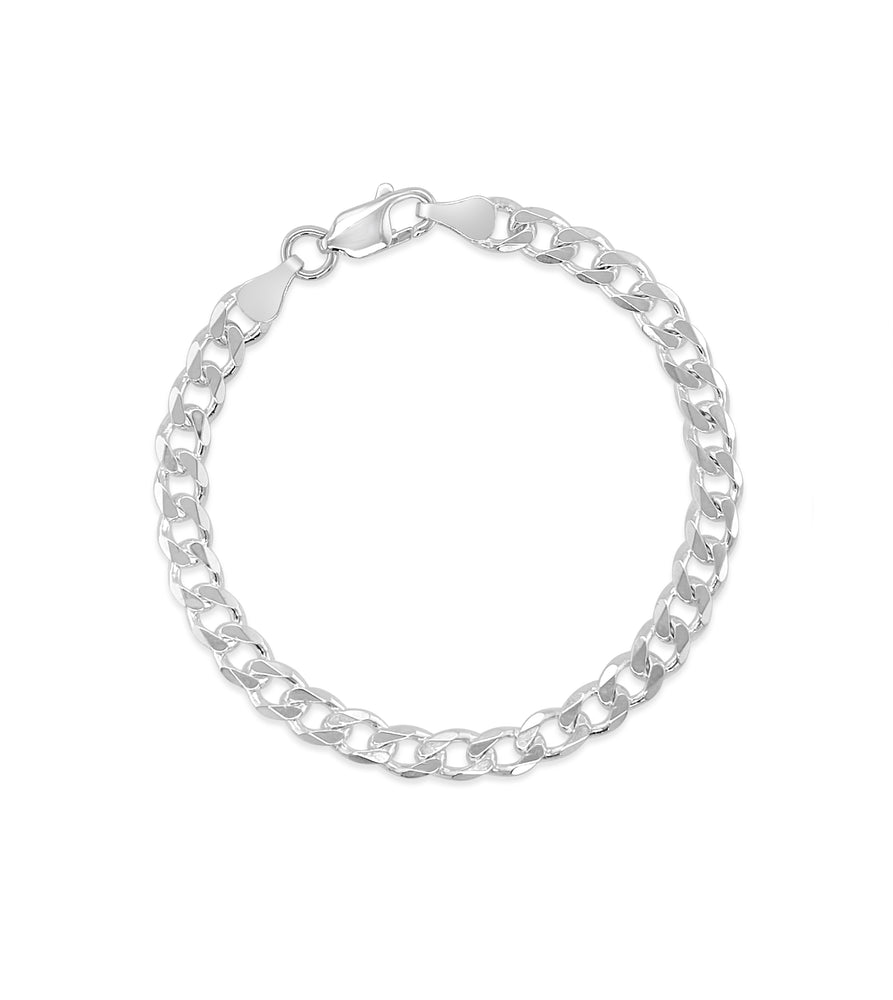 Silver Curb Link Chain Bracelet - 14K  - Olive & Chain Fine Jewelry