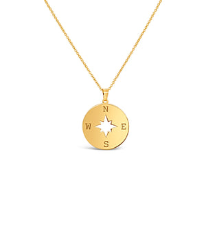 14k Gold Compass Necklace - 14K - OLIVE & CHAIN Fine Jewelry