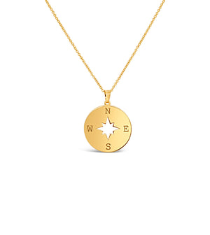 14k Gold Compass Necklace - 14K  - Olive & Chain Fine Jewelry