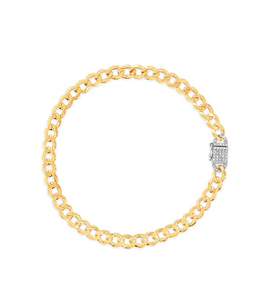Diamond Lock Curb Link Chain Bracelet - 14K  - Olive & Chain Fine Jewelry