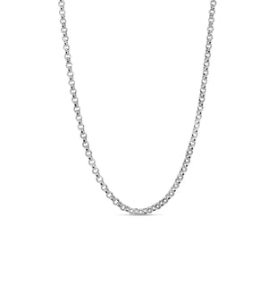 Silver Rolo Flat Link Chain Necklace - 14K  - Olive & Chain Fine Jewelry