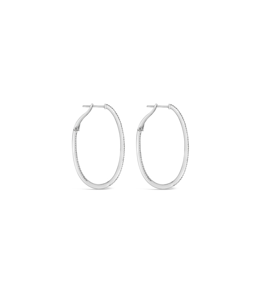 Diamond Oval Hoop Earring - 14K  - Olive & Chain Fine Jewelry