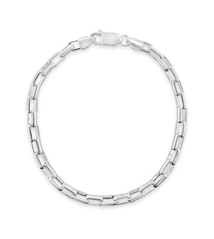 Silver Long Box Link Chain Bracelet - 14K  - Olive & Chain Fine Jewelry