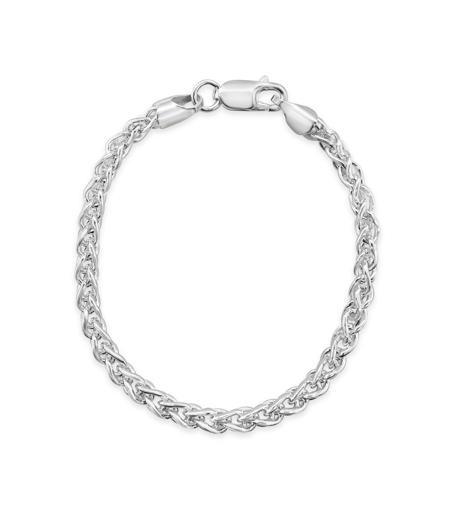 Silver Wheat Spiga Chain Bracelet - 14K  - Olive & Chain Fine Jewelry
