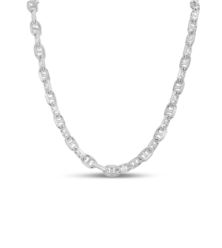 Silver Anchor Mariner Link Chain Necklace - 14K  - Olive & Chain Fine Jewelry
