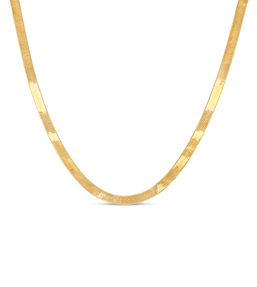 10k Gold Herringbone Chain Necklace - 14K  - Olive & Chain Fine Jewelry