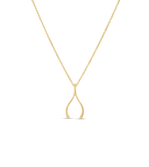 14k Gold Wishbone Charm Pendant Necklace - 14K - OLIVE & CHAIN Fine Jewelry